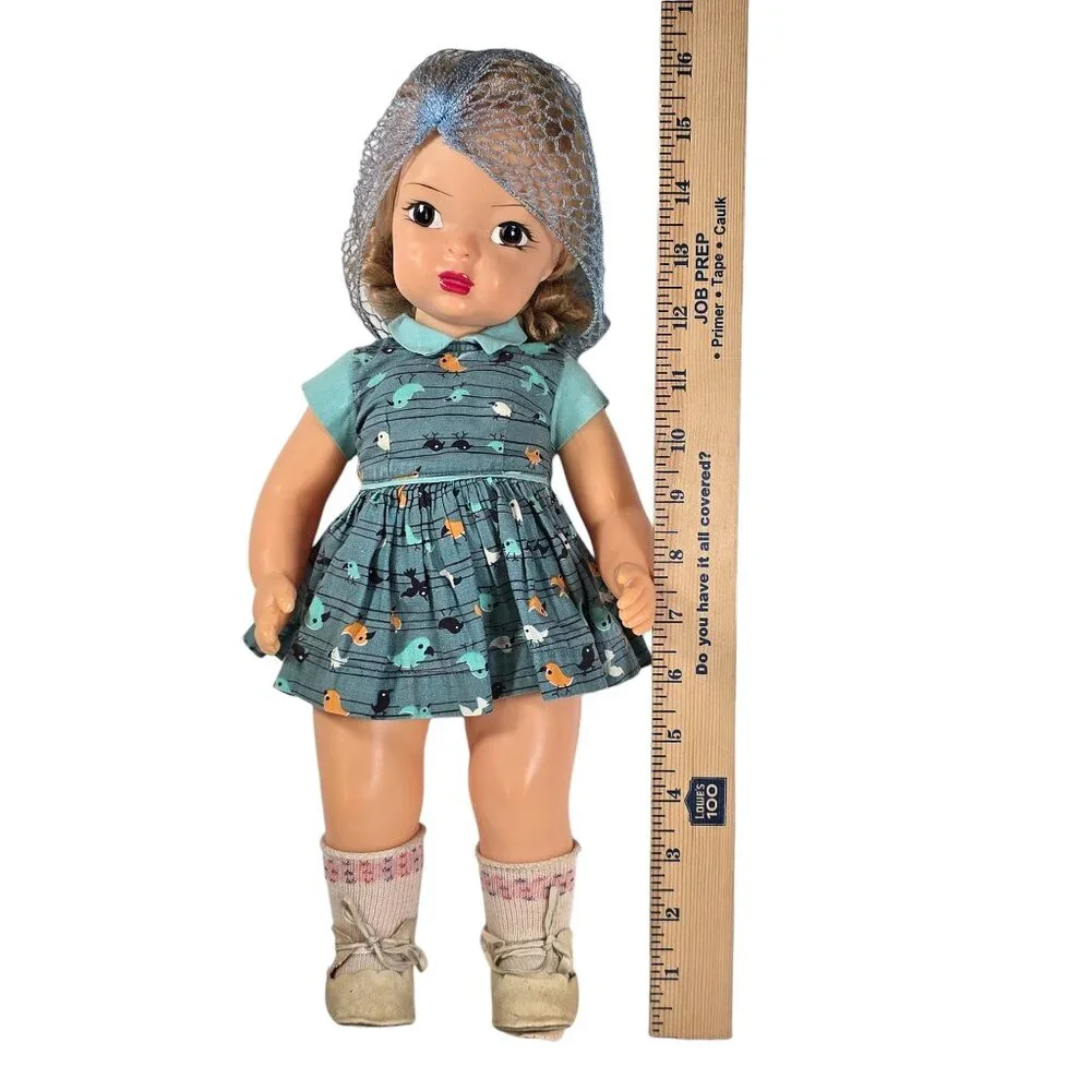 Terri Lee Doll 1950s Blonde Saran Wig Party Dress Bird Print 50s Vintage Baby